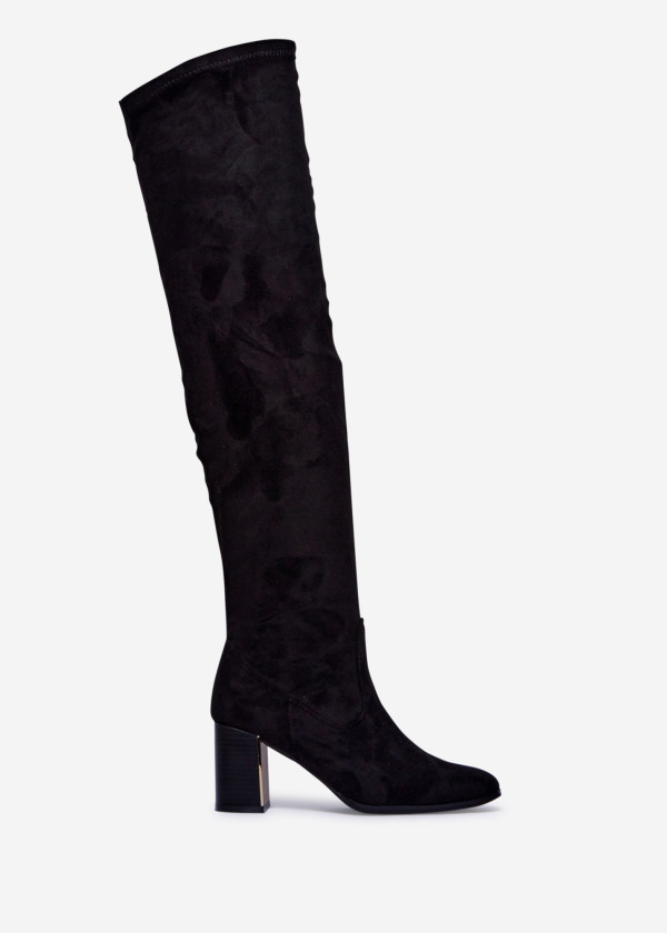 Black Suede Over-the-Knee Boots with Block Heel 3