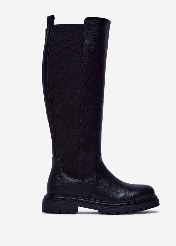 Black Knee-High Boots with Chunky Sole 3