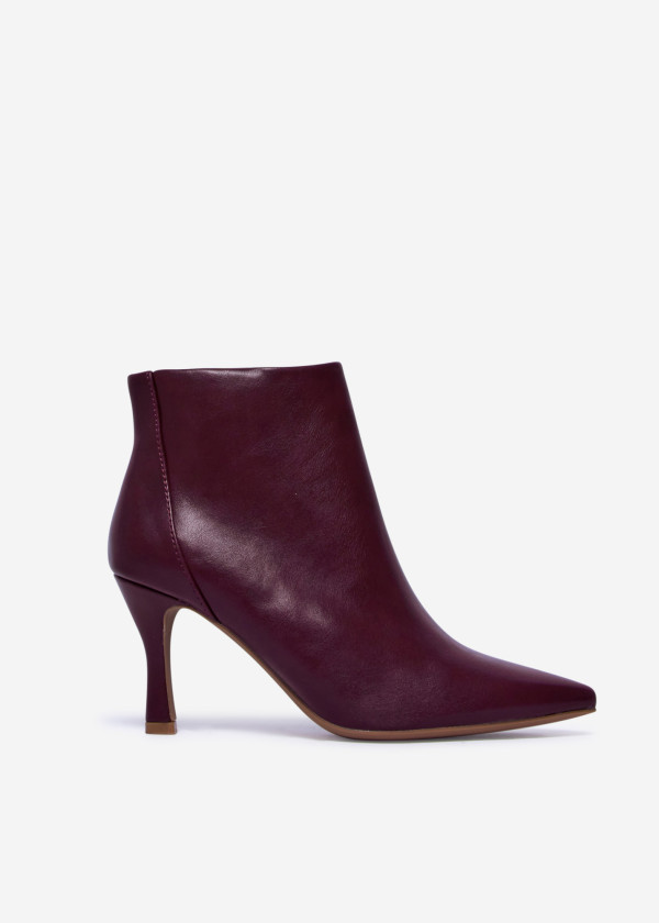 Wine Pointed Toe Stiletto Ankle Boots 3