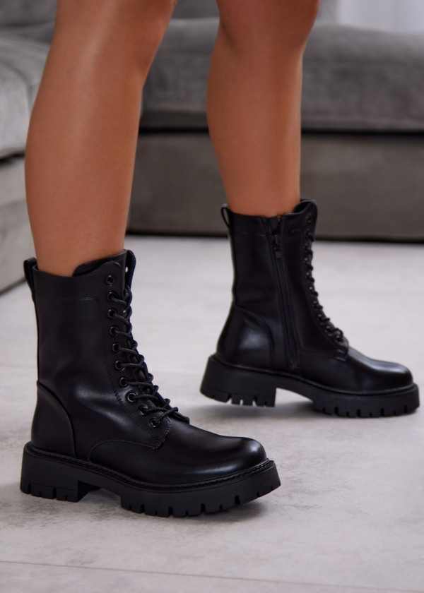 Black Combat Boots with Chunky Sole 1