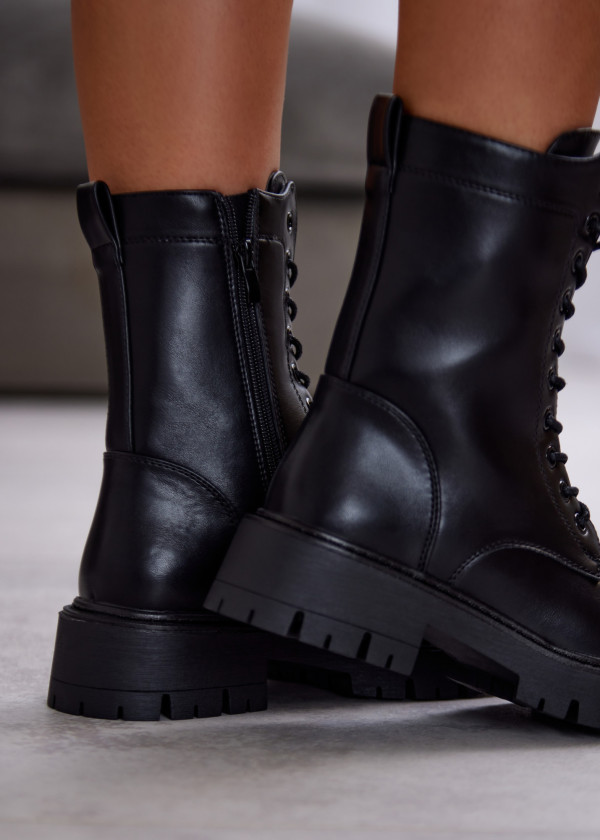 Black Combat Boots with Chunky Sole 2