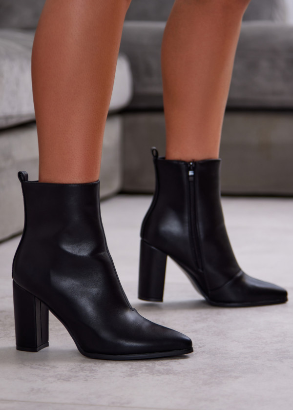 Black Block Heel Ankle Boots 1