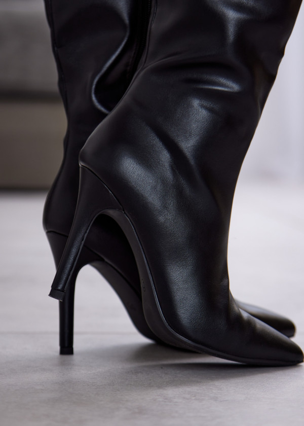 Black Stiletto Heel Knee-High Boots 2