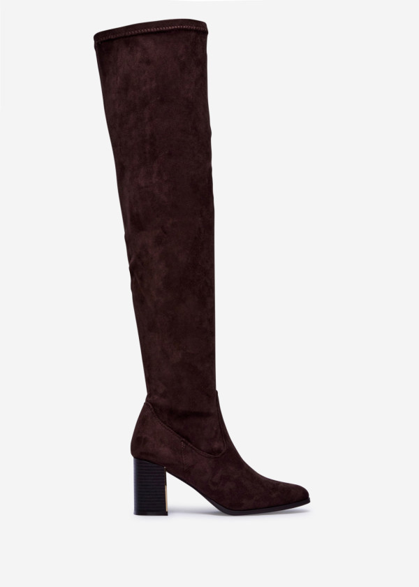 Brown Over-the-Knee Boots with Block Heel 3
