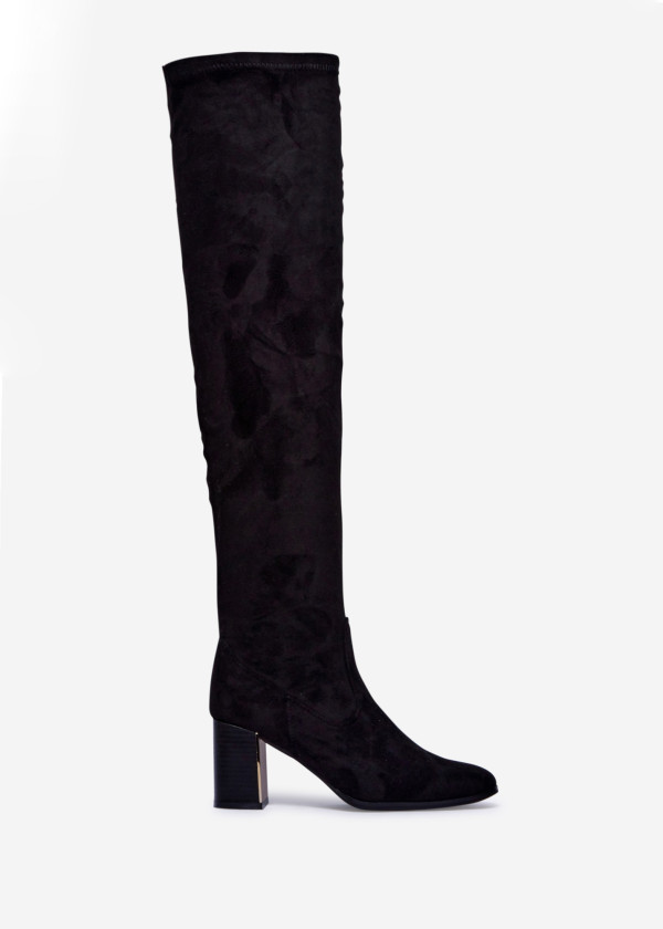 Black Over-the-Knee Boots with Block Heel 3