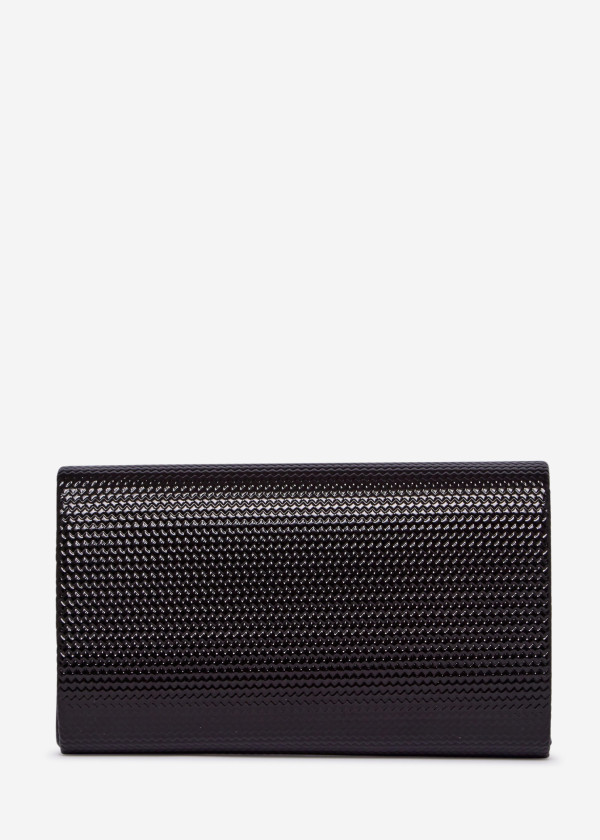 Black Textured Evening Clutch Bag with Chain 2