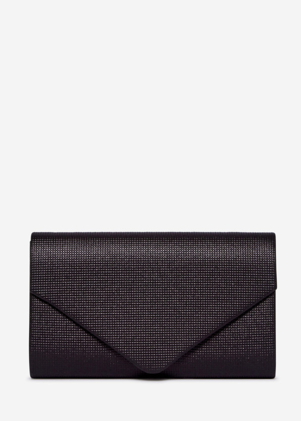 Black Glitter Envelope Evening Clutch Bag with Chain 4