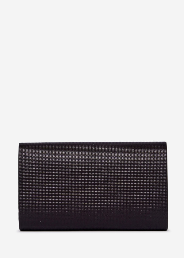 Black Glitter Envelope Evening Clutch Bag with Chain 2