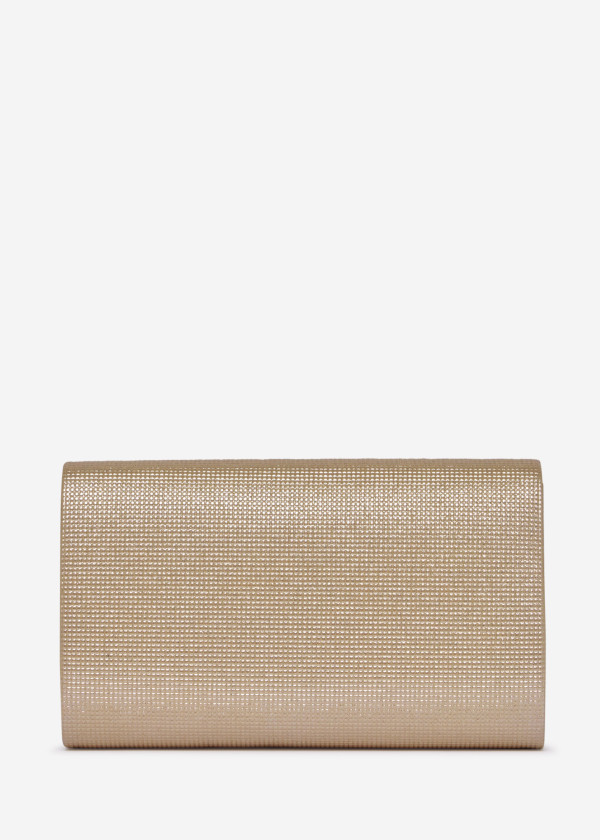 Gold Glitter Envelope Evening Clutch Bag with Chain 2